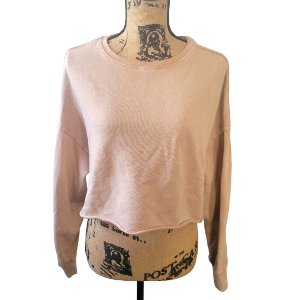 UO BDG tan cropped raw edge sweatshirt